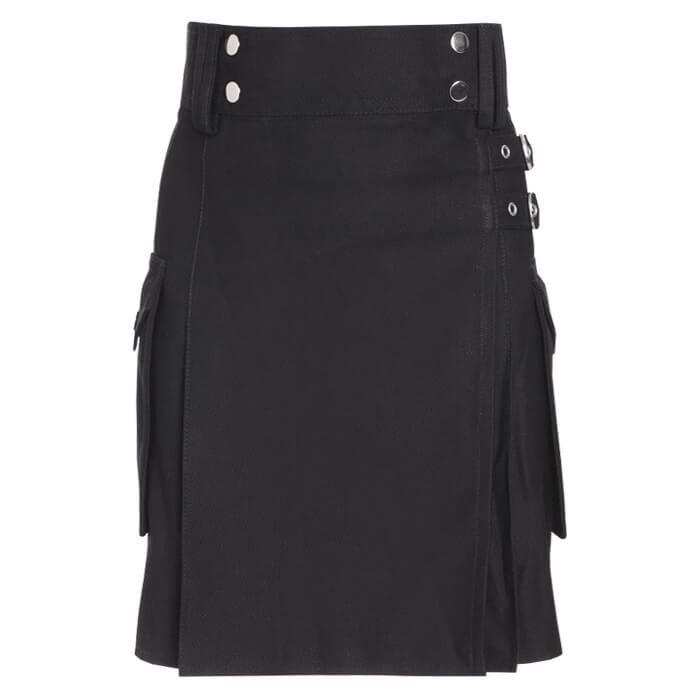 Black Utility Kilt for Female Front