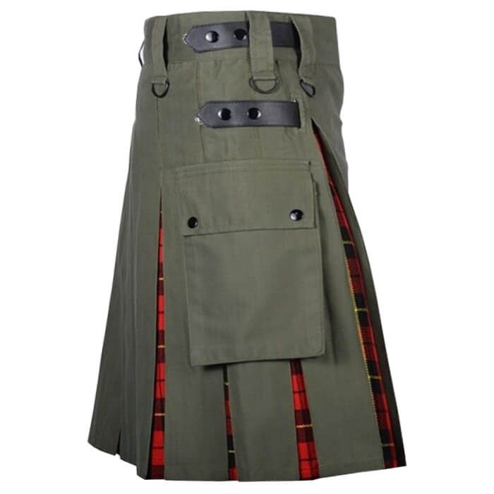 Olive Green Hybrid Tartan Kilt