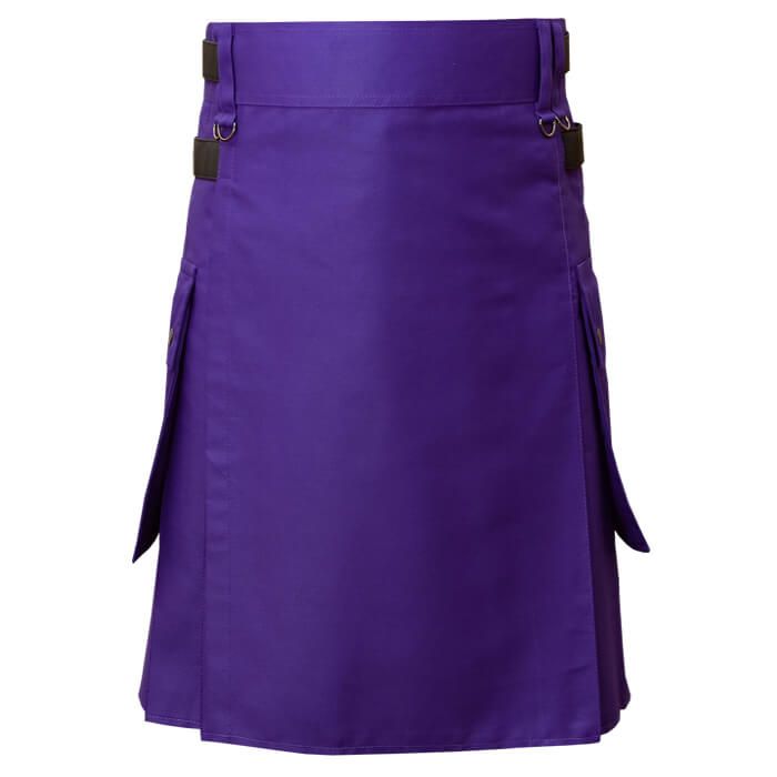 Purple Utility Kilt with Two Sides Pockets 