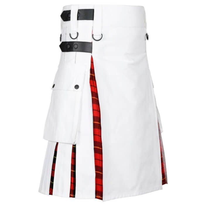 White Hybrid Tartan Kilt