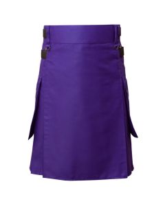 Purple Utility Kilt with Two Sides Pockets 